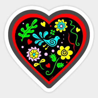 Folk Art Valentine Sticker